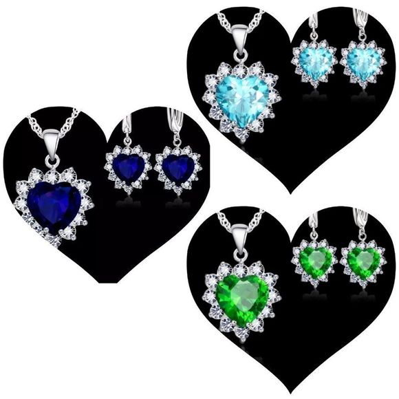 Romantic Heart Jewelry Set For Women Sterling 925 - Picture 2 of 2